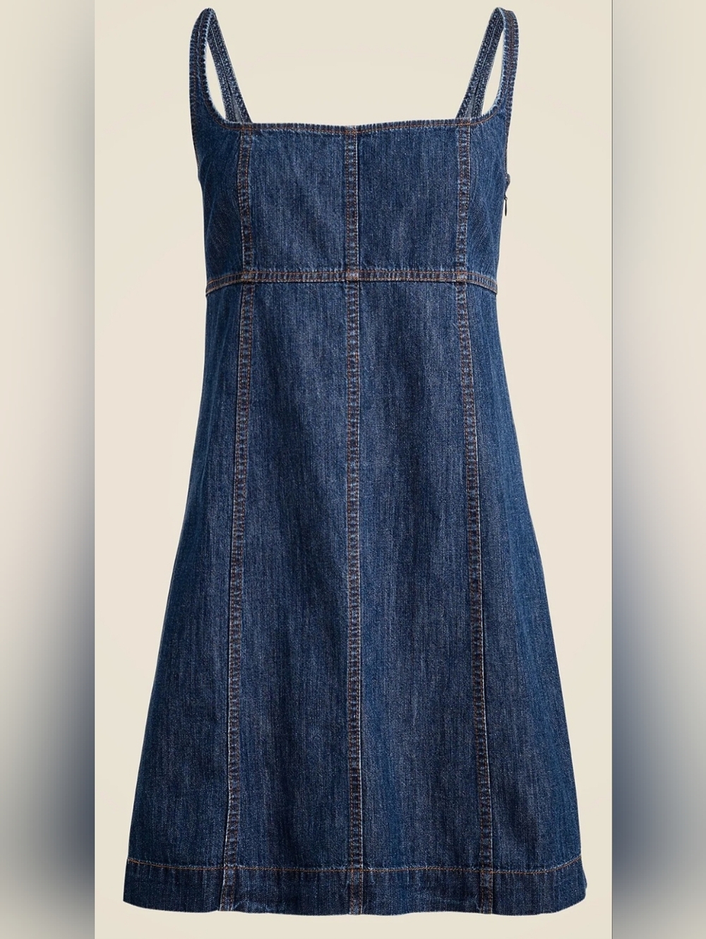 J.Crew NWT Denim Mini Dress Size 12 Stretch Back Smocked Sleeveless A-Line